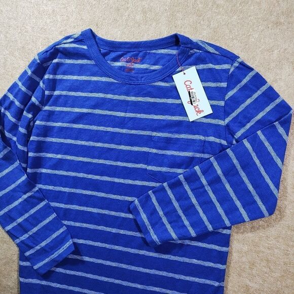 Cat & Jack Kids Blue Striped Long Sleeve Shirt -I - Picture 1 of 3